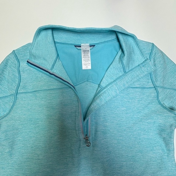 Ivivva Girls 12 Long Sleeve Quarter Zip Blue Pullover Funnel Neck Sweat Wicking - Picture 2 of 6